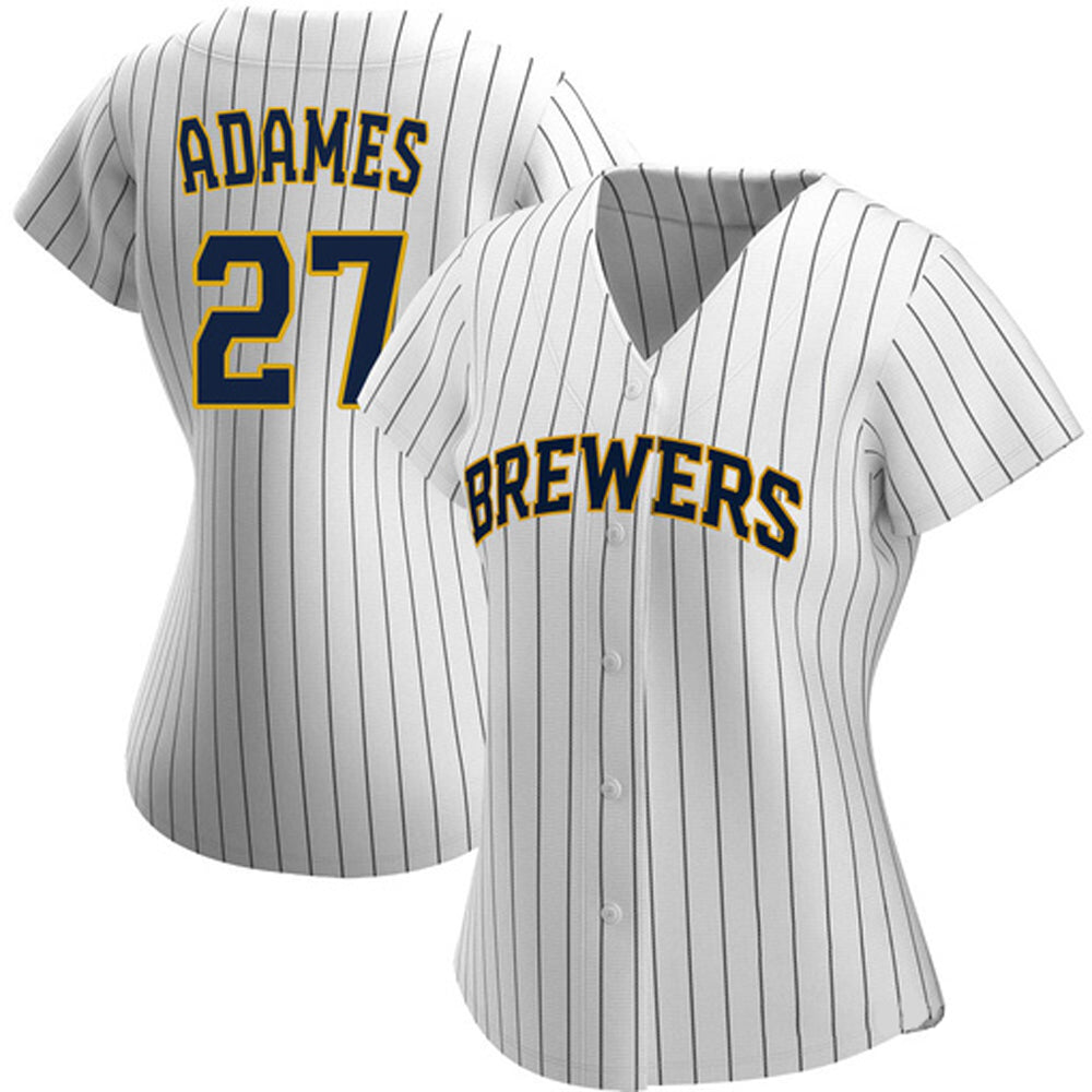 Women's Milwaukee Brewers Willy Adames Cool Base Replica Home Jersey - White