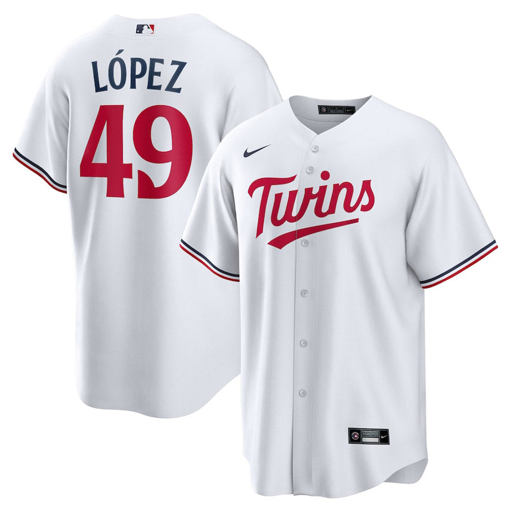 Men's Minnesota Twins Pablo Lopez Cool Base Replica Home Jersey - White